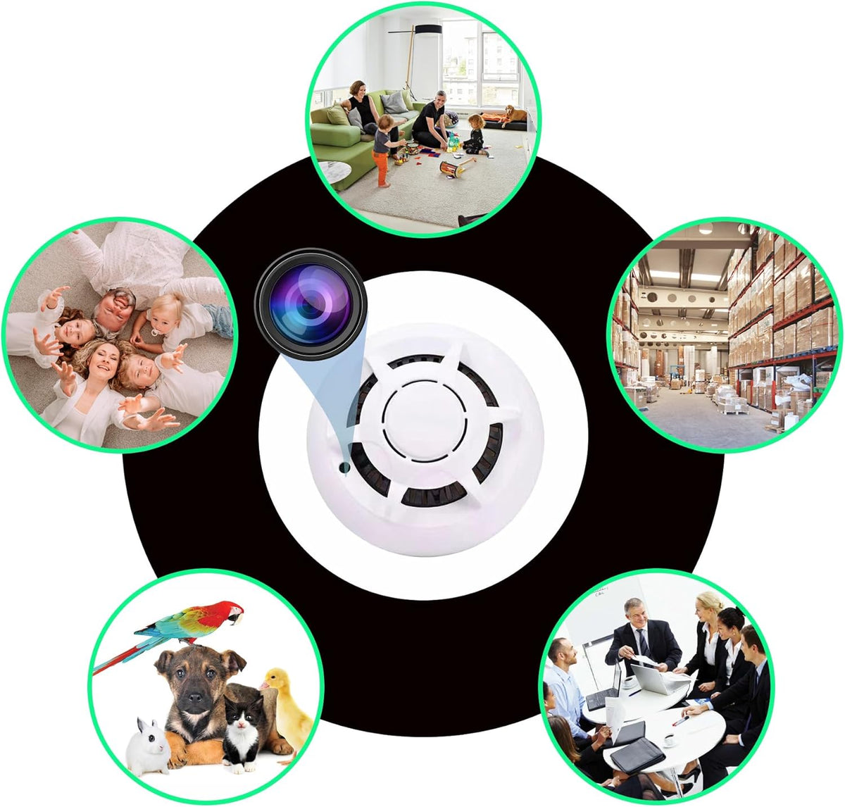 Smoke Detector Wireless Security Camera WiFi Indoor Camera Dome Surveillance System with Night Vision,Motion Detection, for Home - PuriLite