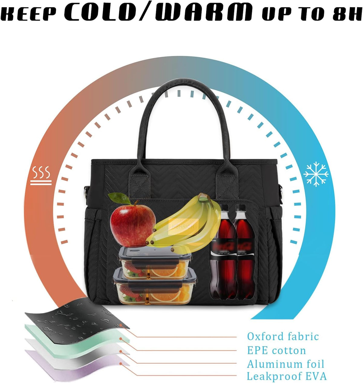 Lunch Bag for Women, Insulated Lunch Box for Work, Large Leakproof Cooler Purse with Side Pockets & Removable Shoulder Strap Women's Lunch Tote Bag for Picnic Work Beach Cute Lunch Bags (Heart) - PuriLite
