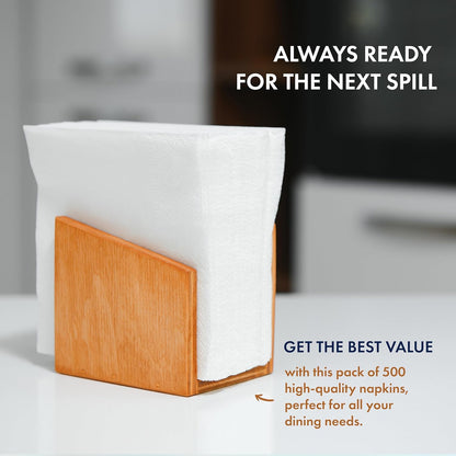 ALIBI Napkin - Soft and Absorbent 500 1-Ply White Lunch - Disposable Multi-Purpose Paper for Everyday Use, Events, and Parties - Versatile and Convenient - PuriLite