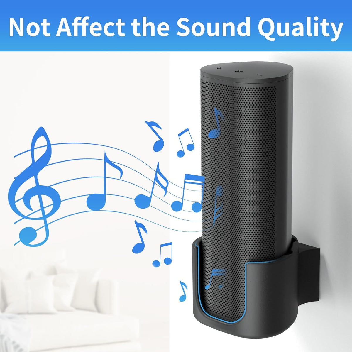 Sturdy Speaker Wall Mount for Sonos Roam 2, Roam SL - Space Saving Bracket Easy to Install, White - PuriLite