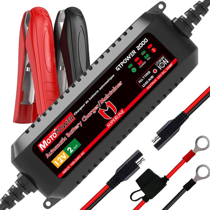 MOTOPOWER MP00205A 12V 800mA Fully Automatic Battery Charger/Maintainer - PuriLite