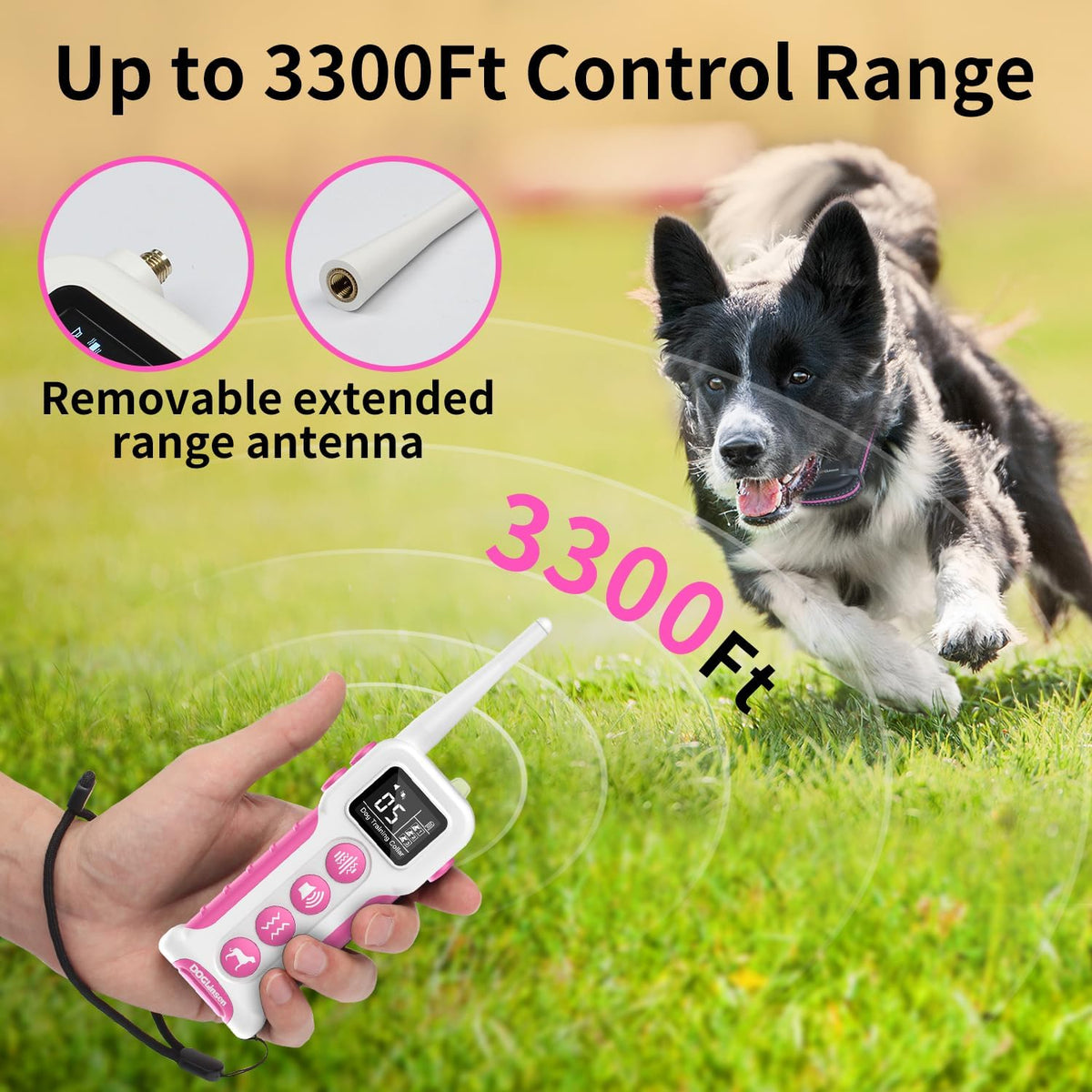DOGLinsen No Shock Dog Training Collar with Remote 3300ft Range, Vibrating Dog Collar, Vibration Collar for Small Medium Large Dogs, 9 Style Tones and Vibration Collar - PuriLite