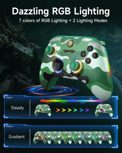 EasySMX X15 PC Controller - Enhanced Wireless Bluetooth Controller with Hall Joysticks/Hall Triggers/RGB Lighting - No Stick Drift, No Dead Zone - Work for Windows PC, Android, Steam and Switch - PuriLite