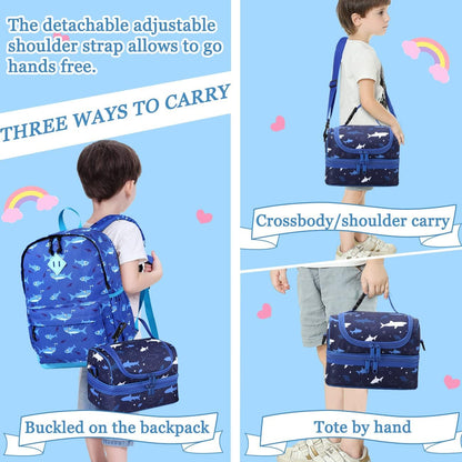 VASCHY Lunch Box Bag Men, Insulated Two Compartments Bento Cooler Bags for Adults/Women/Kids for School,Daycare,Kindergarten,Picnic Black - PuriLite