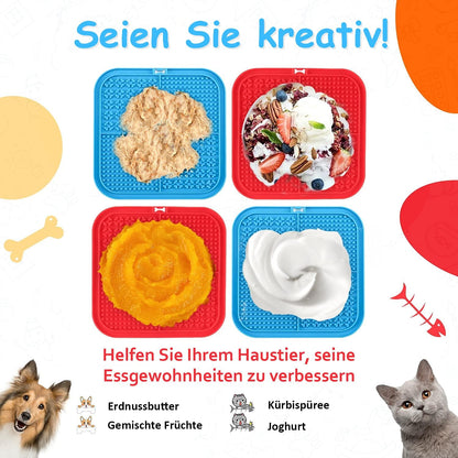 2 Pack Licking Mat for Dogs & Cats with Suction Cups, Dog Slow Feeder Lick Pat for Anxiety Relief, Dog Toys Feeding Mat for Butter Yogurt Peanut, Pets Bathing Grooming Training Mat - PuriLite