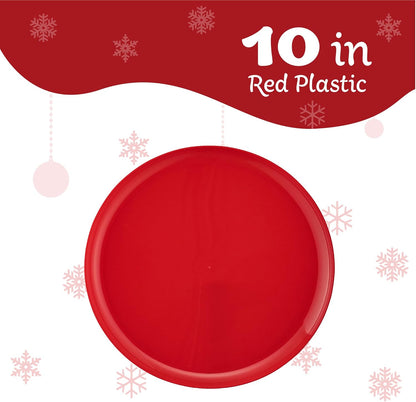 PLASTICPRO [30 Pack 10.7'' Christmass Green Plastic Party Plates Edge Collection Premium heavyweight Elegant Disposable Tableware Dishes - PuriLite