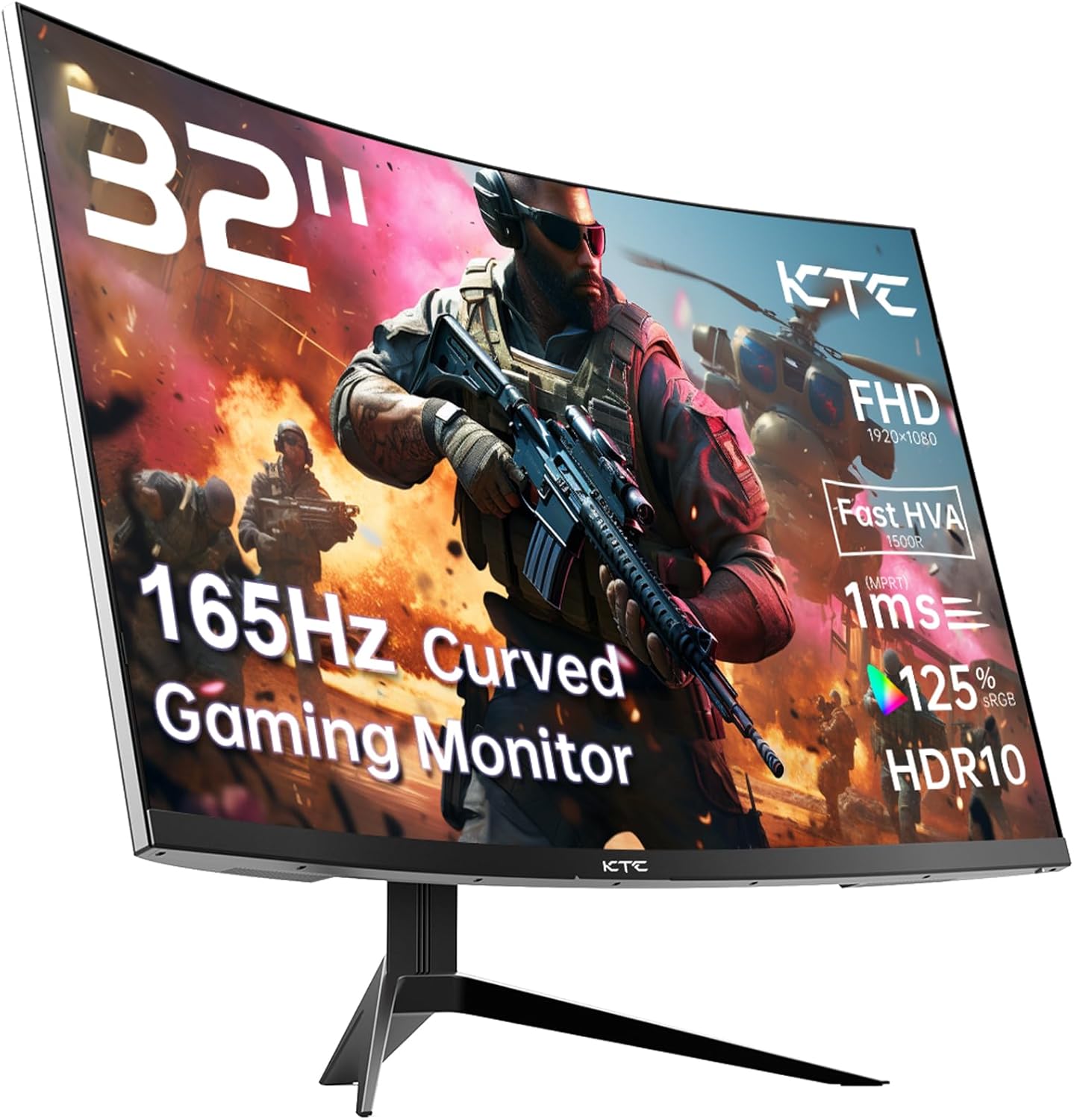 KTC 32 Inch 2K Computer Monitor, IPS 1440p Monitor with Ultra-Thin Bezels, HDR10, Freesync/G-sync, HDMI/DP Ports, Tilt Adjustable, Eyecare, Ideal for Business, Office, and Casual Gaming - PuriLite