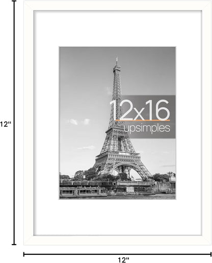 upsimples 11x14 Picture Frame, Display Pictures 8x10 with Mat or 11x14 Without Mat, Wall Hanging Photo Frames, Black - PuriLite