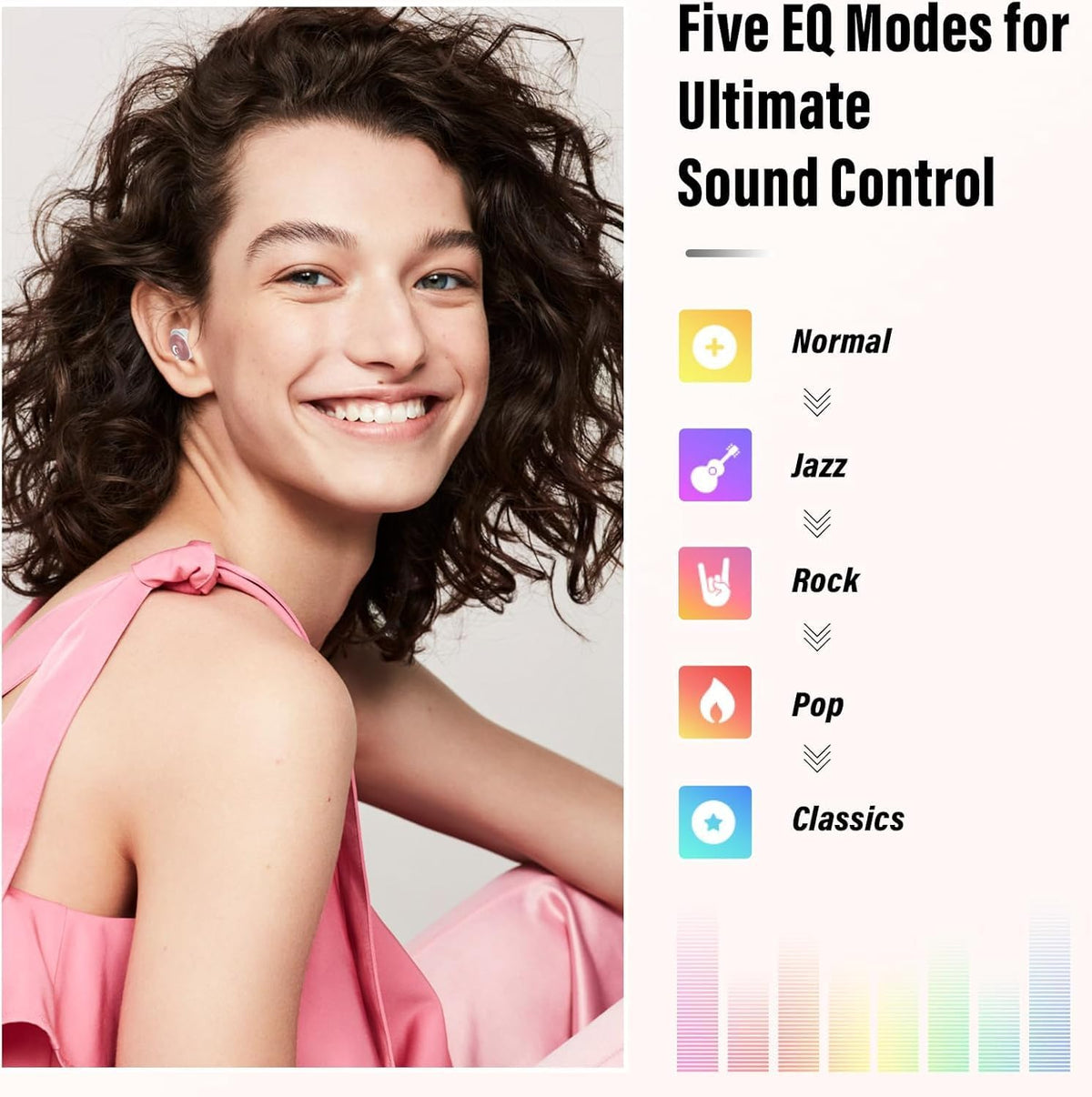 VEKJ Sleep Earbuds, Bluetooth 5.4 Mini Wireless Ear Euds with Multifunctional Touch Screen, 48H Bass Stereo Headphones with Sleep Mode/5 EQ Modes/ENC Noise Cancelling, IPX7 Earphones for iOS Android - PuriLite