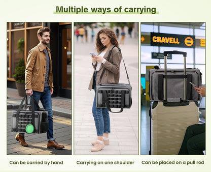 Approved Collapsible Cat Soft-Sided Carriers, Breathable Pet Carriers up to 5kg/12lbs, Portable Dog Carrier Great for Travel, Outdoor, Hiking, Camping(Gray) - PuriLite