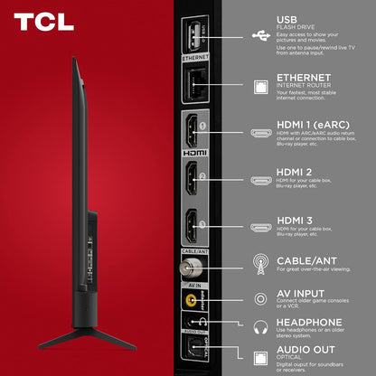 TCL 65-Inch Class S4 4K LED Smart TV with Fire TV (65S450F-CA), Dolby Vision HDR, Dolby Atmos, Alexa Built-in, Apple Airplay Compatibility, Streaming UHD Television, Black - PuriLite