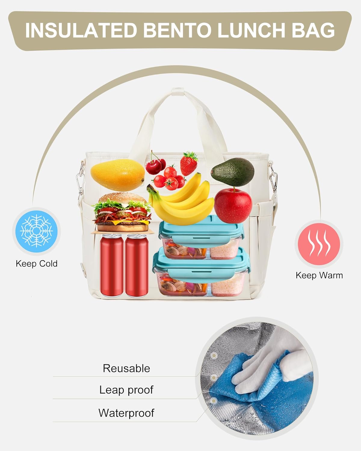 Lunch Bag Insulated Lunch Box Leakproof Lunch Tote Bags for Women Men,Portable Thermal Cooler Bag Lunch Containers with Shoulder Strap for Work, Family, Picnic, School, Outdoor,BBQ C2-Pinkpurple - PuriLite