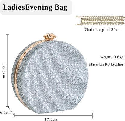 CORIOS Women's Evening Handbags Luxury Round Clutch Purse Shoulder Bag with PU Leather - PuriLite