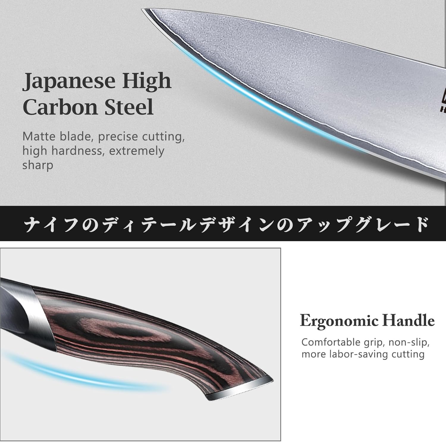 Knife Set with Magnetic Knife Holder, 6 Pieces Japanese High Carbon Stainless Steel Kitchen Knife Sets, Ultra Sharp Professional Chef Knives Sets - PuriLite