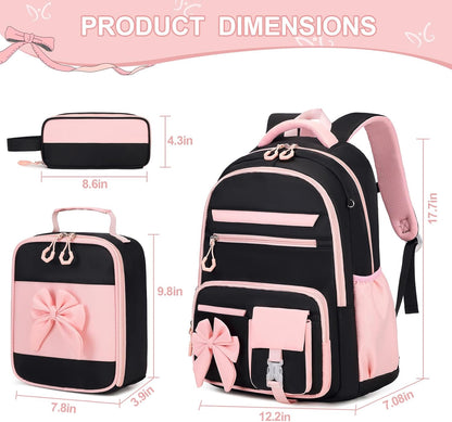 DIGOBAY Backpack for Girls, 3PCS Girls Backpack with Lunch Bag Pencil Case, Kids Backpack for Kindergarten Elementary School - PuriLite