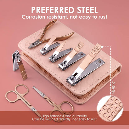 WOAMA Manicure Set 30 in 1 Nail Clipper Set Nail Kit for Women Men Stainless Steel Manicure Kit Professional with Travel Case - PuriLite