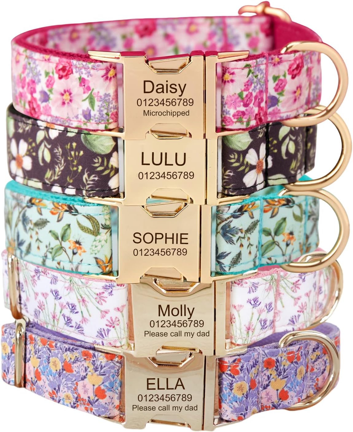 Custom Engraved Dog Collar with Name and Phone Number, Personalized for Small, Medium, and Large Dogs (Plaid) - PuriLite
