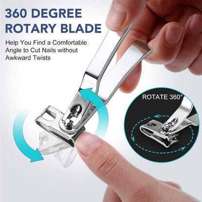 Toenail Clippers for Seniors Thick Toenails - Wide Jaw Opening Large Toe Nail Clippers for Thick Ingrown Nails, Professional Sharp Heavy Duty Nail Clipper Cutter for Mens Seniors with Leather Case - PuriLite