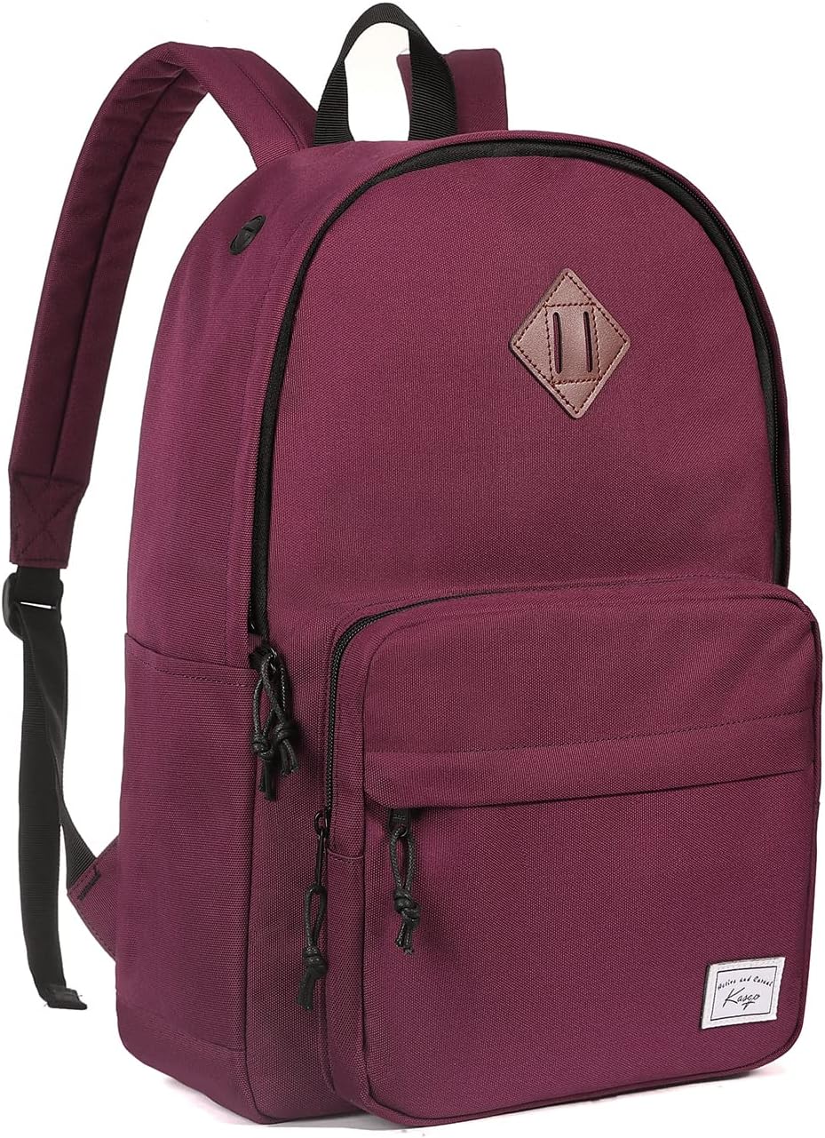 School Backpack, Kasqo 15.6 Inch Classic Lightweight Water-Resistant Backpack for Men Women Teens Girls Boys Kids to School, College, Travel, Work, Black - PuriLite