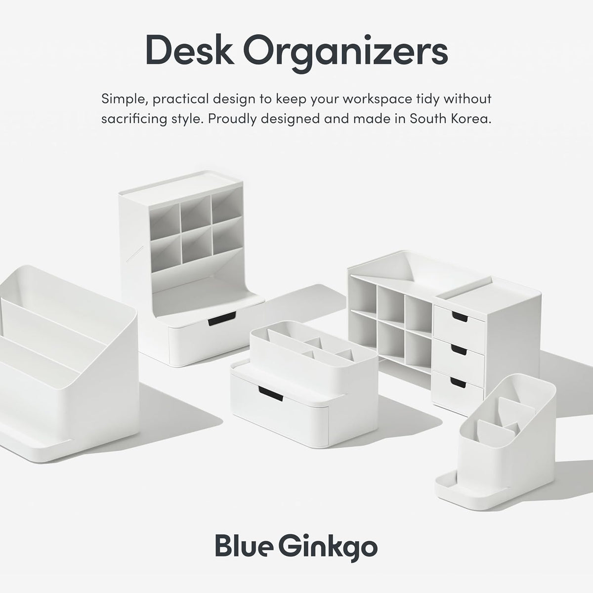 Blue Ginkgo Hive Desk Organizer – Vertical 6-Compartment, Full-drawer Storage – Space-Saving Pen Holder, Stationery Storage – Organizer for Office, School Supplies, Makeup (Made in Korea, Green)
