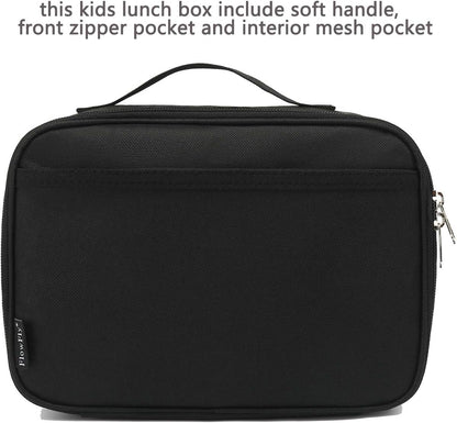 FlowFly Kids Lunch Box Insulated Soft Bag Mini Cooler Back to School Thermal Meal Tote Kit for Girls, Boys, Black - PuriLite