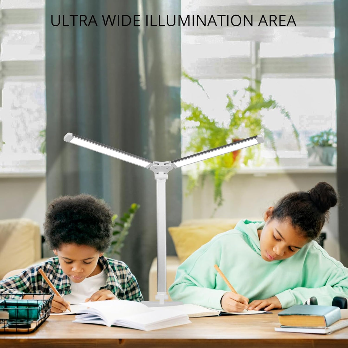 Semlos LED Desk Lamp for Home Office, Eye-Caring Table Light, 25 Lighting Modes, 45 Min Auto Timer, Touch Control, Dimmable, White - PuriLite