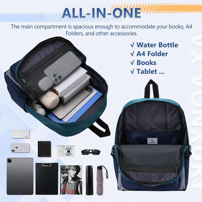 School Backpack for Kids,Lightweight Water Resistant Work Travel Backpack for Women Men Teens VONXURY - PuriLite