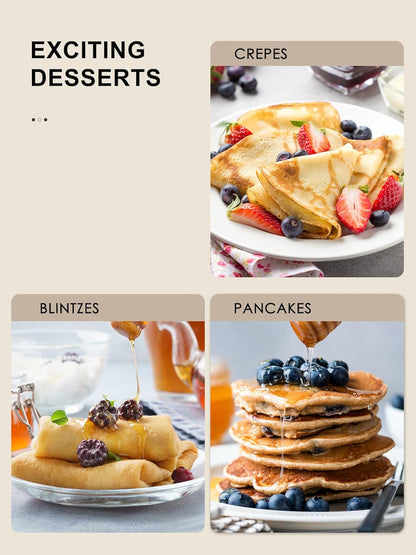 Crepe Maker Machine, Reemix Compact Pancake Griddle Precise Temperature Control, Nonstick 12” Electric Griddle, Batter Spreader for Eggs, Pancakes, Omelets and Quesadillas, Includes Spatula, Spreader - PuriLite