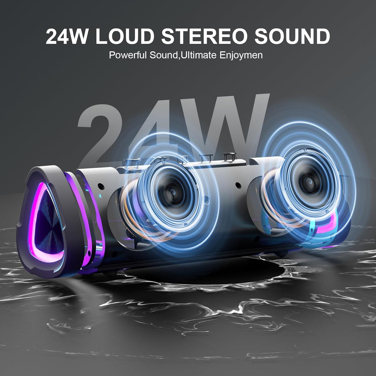 Vanzon Bluetooth Speakers, V40 Portable Wireless Speaker V5.0 with 24W Loud Stereo Sound, 24H Playtime, TWS & IPX7 Waterproof, Suitable for Travel, Beach,Home and Outdoors,Great Choice for Gift - PuriLite
