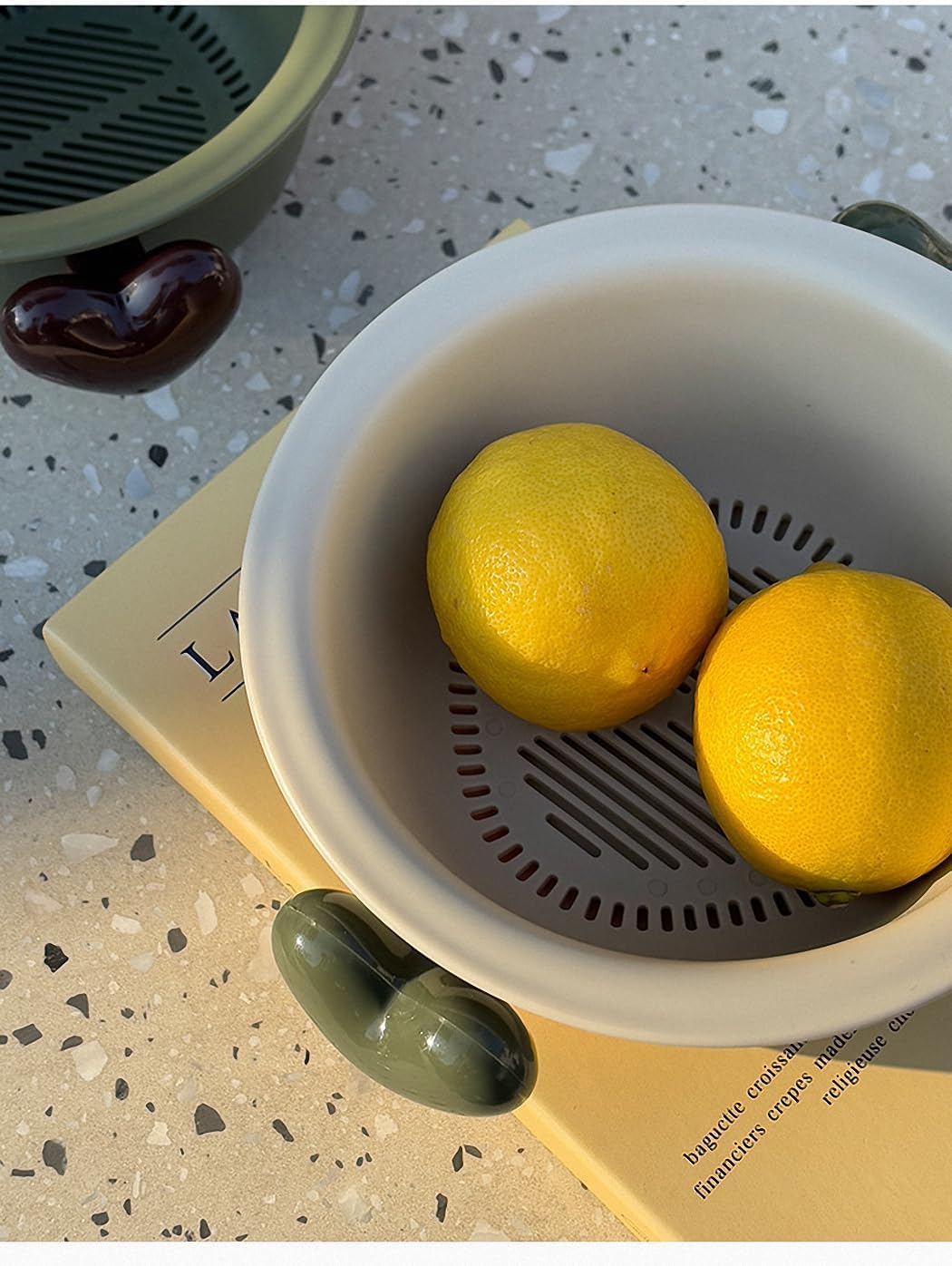 Kitchen Washbas Food Strainer Drain Basket Rotating Drainer Double-Layer Basin Vegetable Fruit Washing Strainer - PuriLite