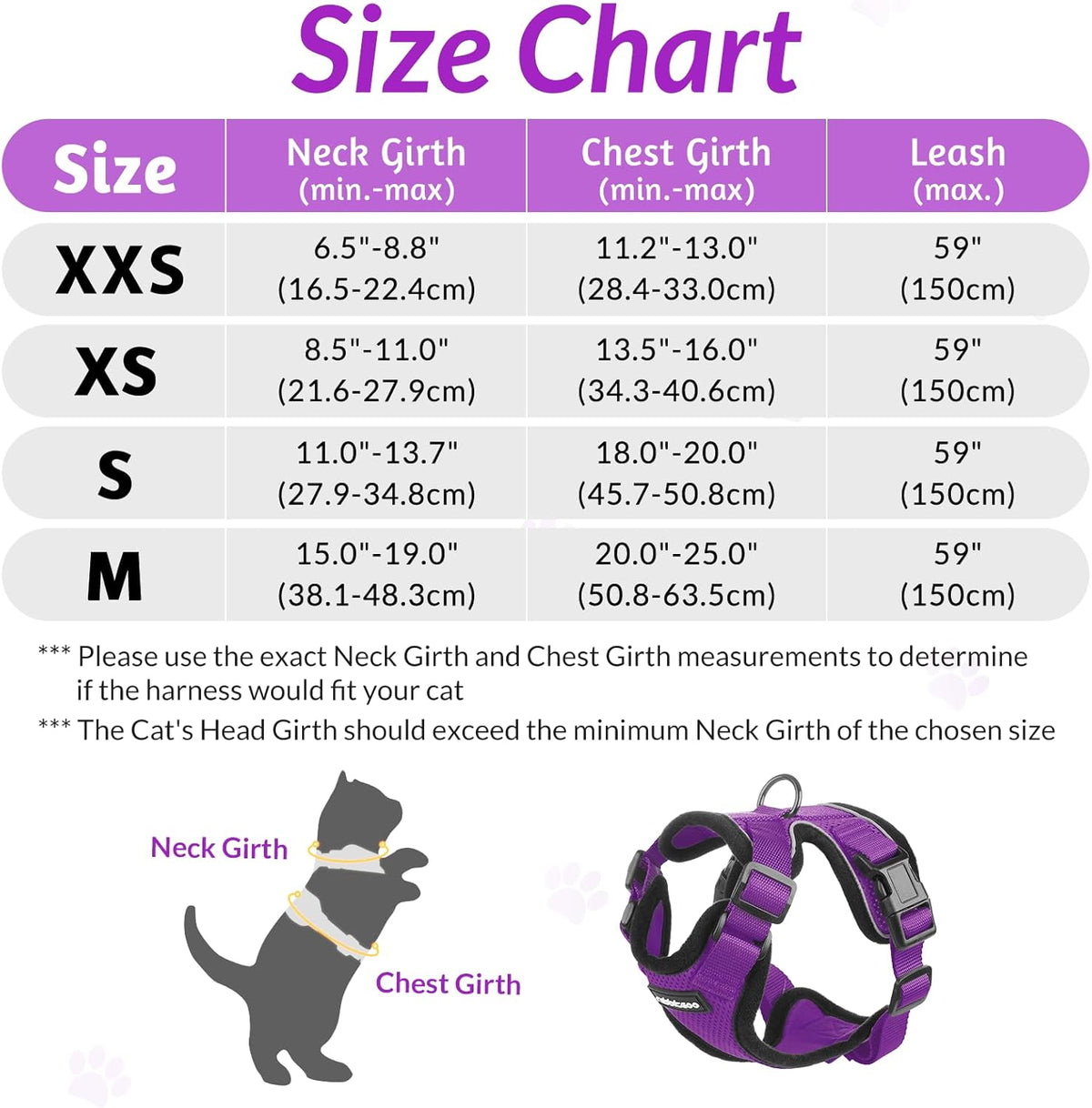 rabbitgoo Cat Harness and Leash for Walking, Escape Proof Soft Adjustable Vest Harnesses for Small Medium Cats, Easy Control Breathable Reflective Strips Jacket, XS, Black - PuriLite