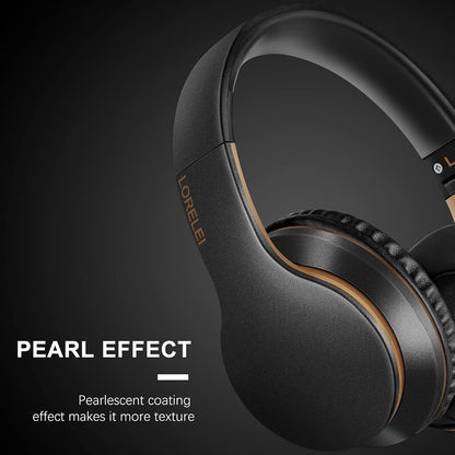 LORELEI X6 Over-Ear Headphones With Microphone, Lightweight Foldable & Portable Stereo Bass With 1.45M No-Tangle Wired for Smartphone Tablet MP3/4 (Black-Gold) - PuriLite