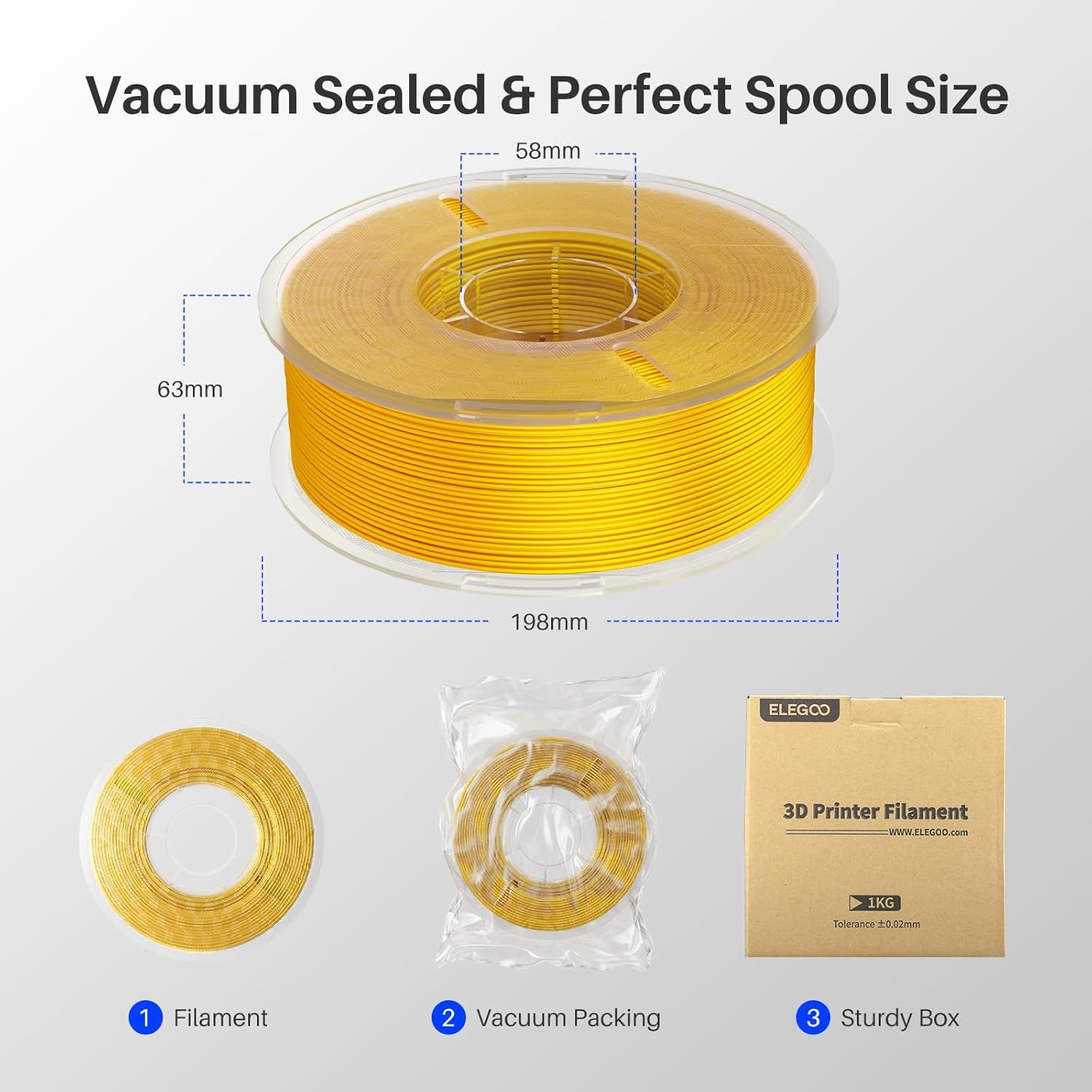 ELEGOO PLA+ Filament 1.75mm Black 4KG, PLA Plus 3D Printer Filament, Dimensional Accuracy +/- 0.02 mm, Tough & High Strength, Fit for Most FDM Printers(1KG/Spool, 2.2 lbs) - PuriLite