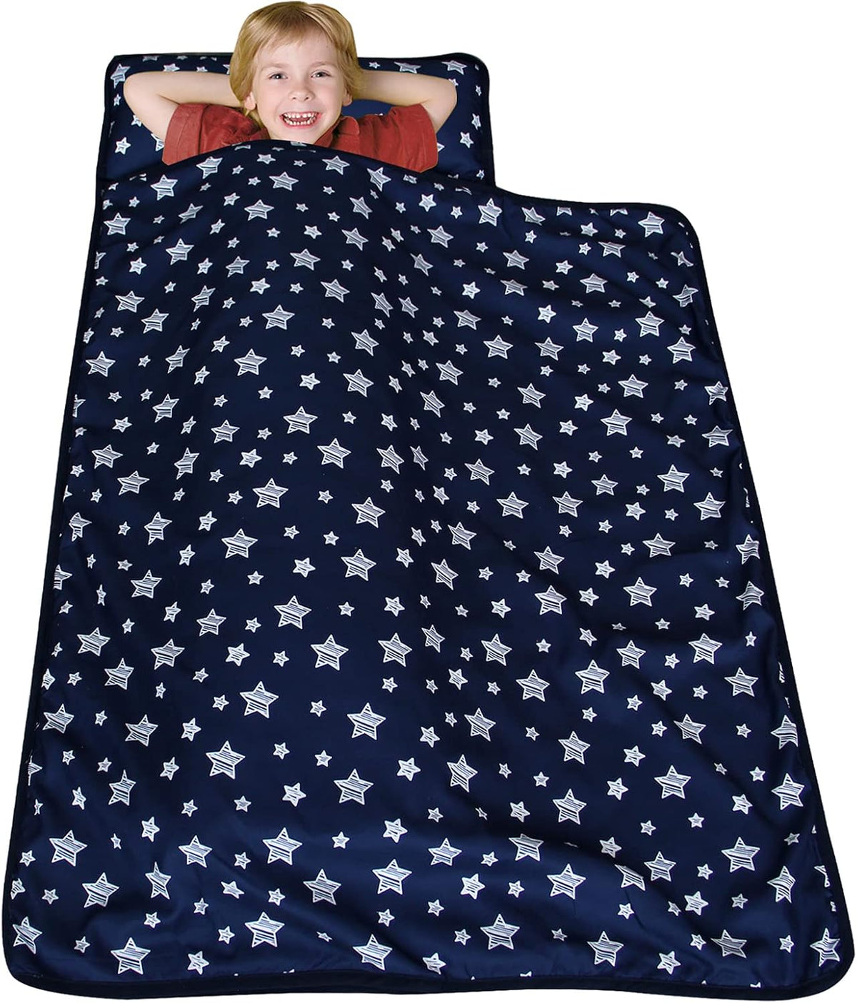 Toddler Nap Mat with Pillow and Fleece Minky Blanket, Kids Sleeping Bag Lightweight and Soft Perfect for Kids Preschool, Daycare, Travel Sleeping Bag Boys and Girls, Fit Standard Cot - PuriLite