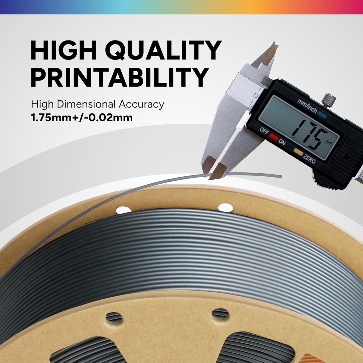 OVERTURE PLA Filament 1.75mm PLA 3D Printer Filament, 1kg Cardboard Spool (2.2lbs), Dimensional Accuracy +/- 0.02mm, Fit Most FDM Printer (Black 1-Pack) - PuriLite
