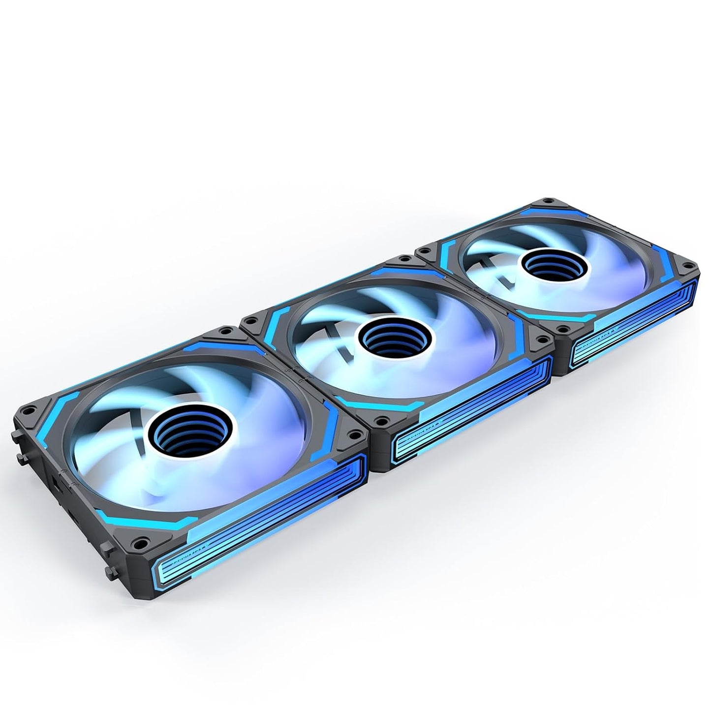 AsiaHorse COSMIQ-Black 120mm PC RGB Fans, 5V 3-PIN Connector Daisy Chain FDB PWM Computer Case Fans with RGB Controller for Cases CPU Liquid Coolers, 3Pack (Black) (White, 3_Pack_Forward_Blade) - PuriLite