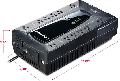 CyberPower AVRG900LCD Intelligent LCD UPS System, 900VA/480W, 12 Outlets, AVR, Compact - PuriLite