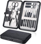Keiby Citom Professional Stainless Steel Nail Clipper Travel & Grooming Kit Nail Tools Manicure & Pedicure Set of 18pcs with Luxurious Case (Black) - PuriLite