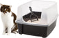 IRIS USA Large Cat Litter Box with Scoop, Open Top Cat Litter Pan, Black - PuriLite
