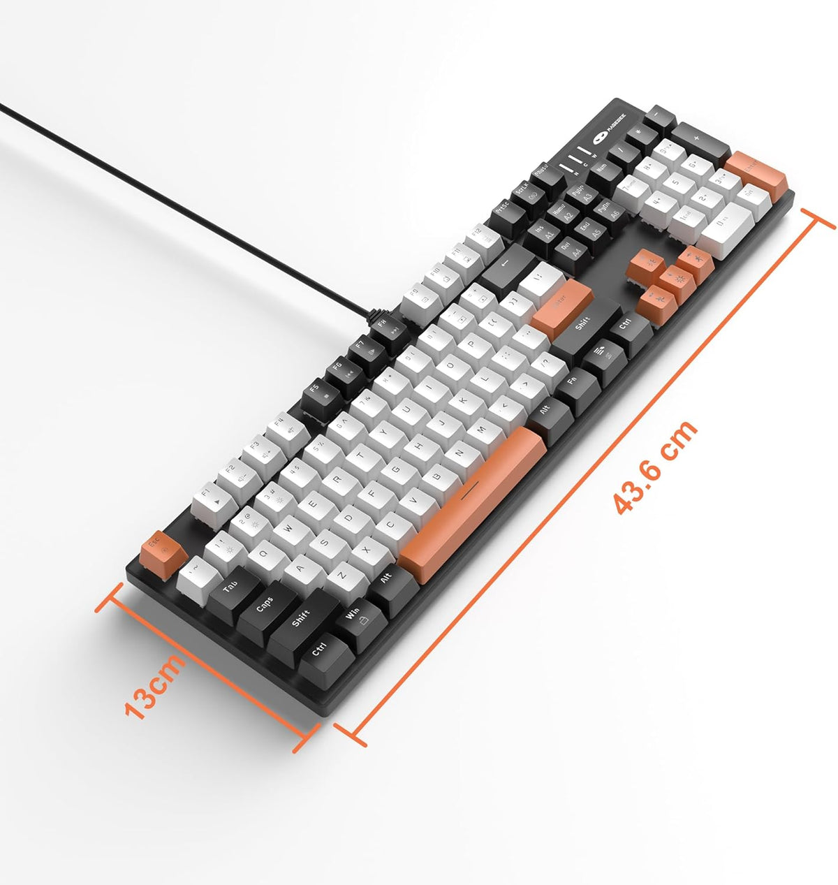 Mechanical Gaming Keyboard, 104 Keys White Backlit Mechanical Keyboards with Red Switches & Double-Shot Keycaps, MageGee Wired Ergonomic Computer Keyboard for Desktop, PC Gamers (White & Blue) - PuriLite