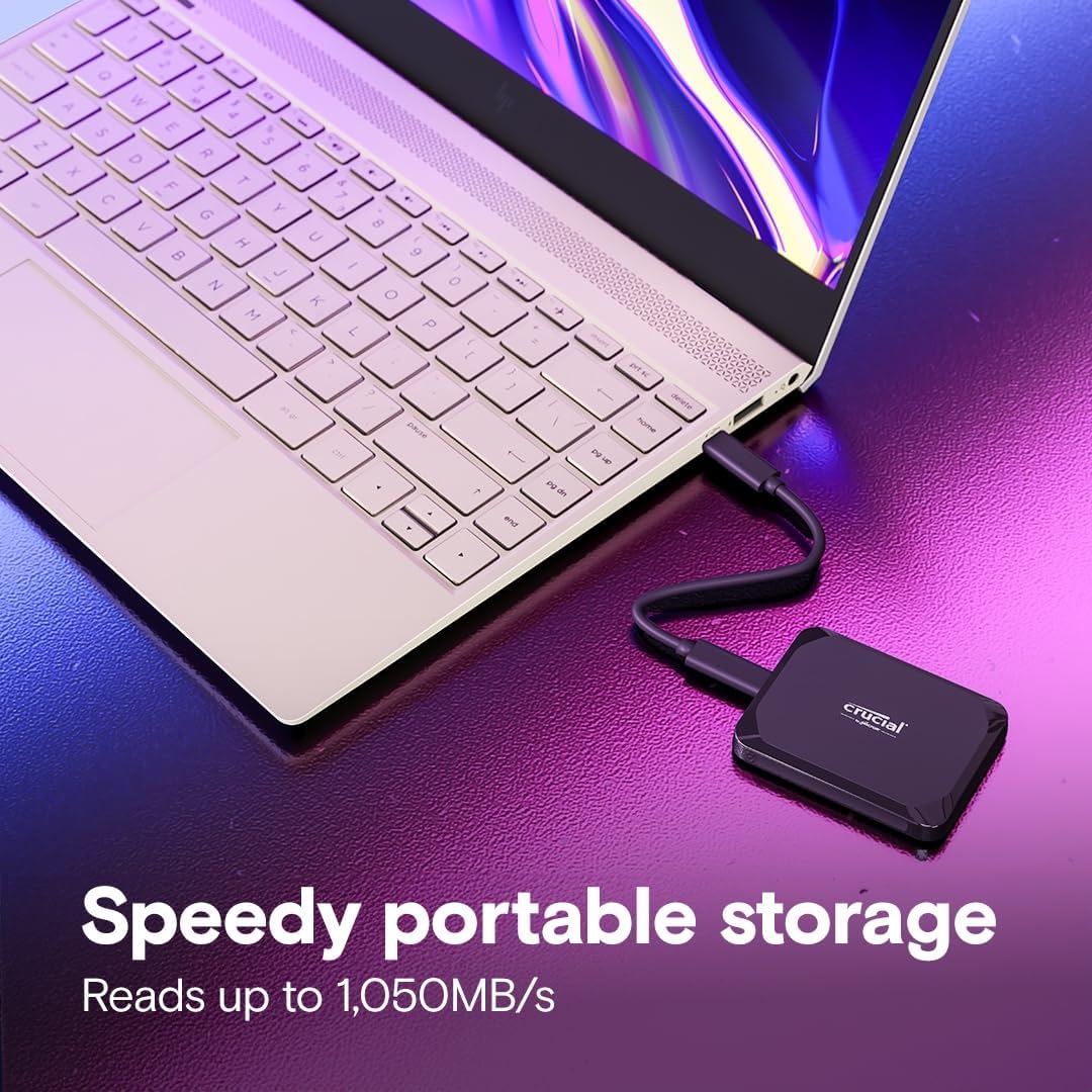 Crucial X9 4TB Portable SSD, Up to 1050MB/s, USB 3.2 USB-C, External Solid State Drive, Compatible with Windows, Mac, & Android, Reliable Storage for Games, Files, & Backups, Black - CT4000X9SSD902 - PuriLite