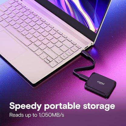 Crucial X9 4TB Portable SSD, Up to 1050MB/s, USB 3.2 USB-C, External Solid State Drive, Compatible with Windows, Mac, & Android, Reliable Storage for Games, Files, & Backups, Black - CT4000X9SSD902 - PuriLite