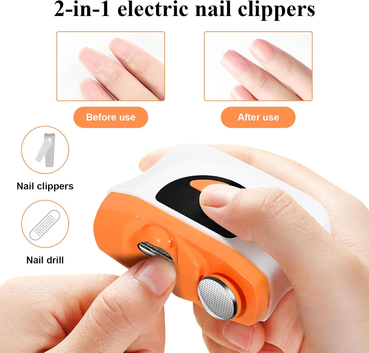 Casmoby 2025 Upgraded Electric Nail Clipper, 2 in 1 Electric Nail Clipper with 3 Speeds & LED Light,Fingernail Trimmer and Polisher with Nail Scraps Storage,USB Rechargeable Suitable for Kids, Senior - PuriLite