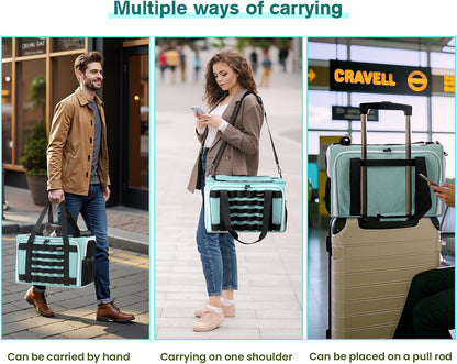 Approved Collapsible Cat Soft-Sided Carriers, Breathable Pet Carriers up to 5kg/12lbs, Portable Dog Carrier Great for Travel, Outdoor, Hiking, Camping(Gray) - PuriLite