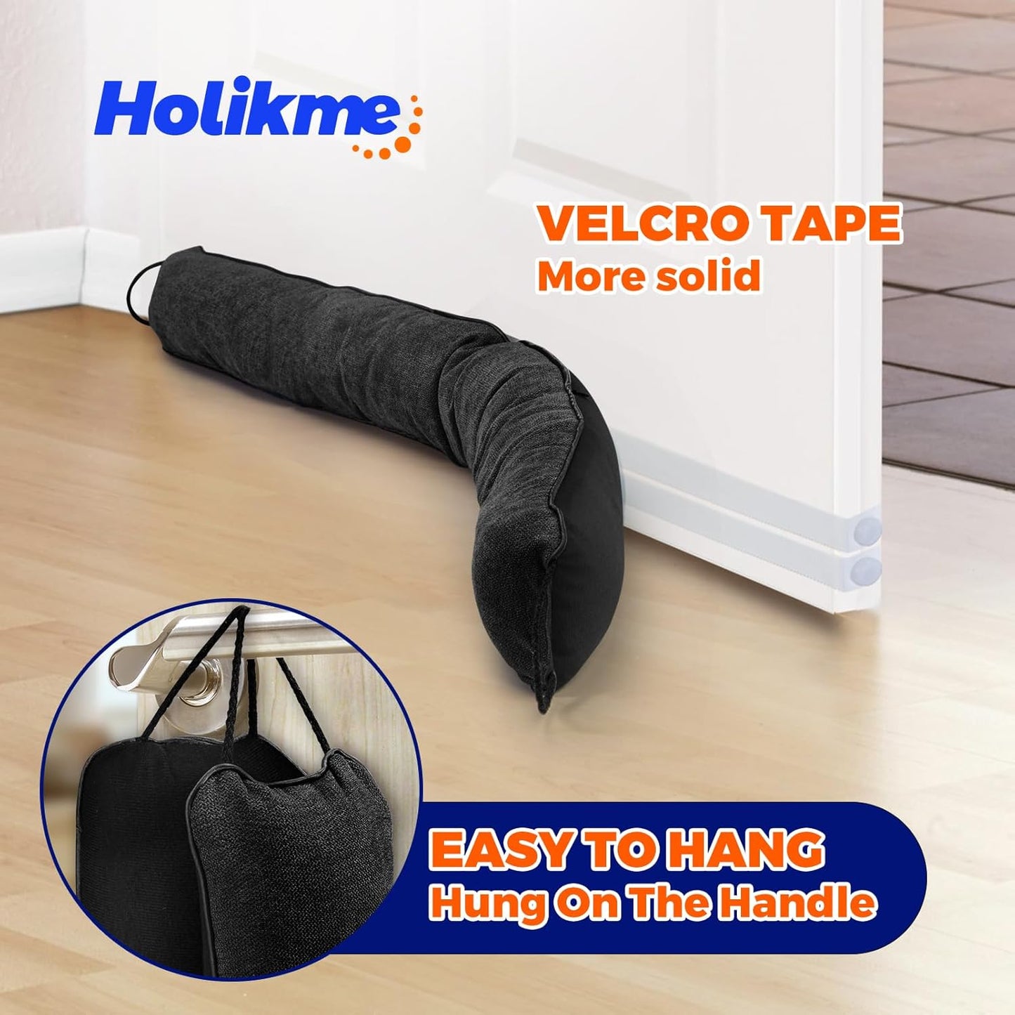 Holikme Weighted Door Draft Stopper 36inch, Heavy Duty Under Door Draft Blocker Bottom Door Seal Noise and Air, Door Guard Saving Energy, Black
