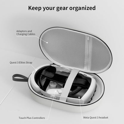 ANNAPRO Carrying Case for Meta Quest 3/Quest 2/Vision Pro, Compatible with Battery Elite Strap, Controllers and Other Accessories, Hard Shell Case and Superior Protection for Travel, Grey - PuriLite