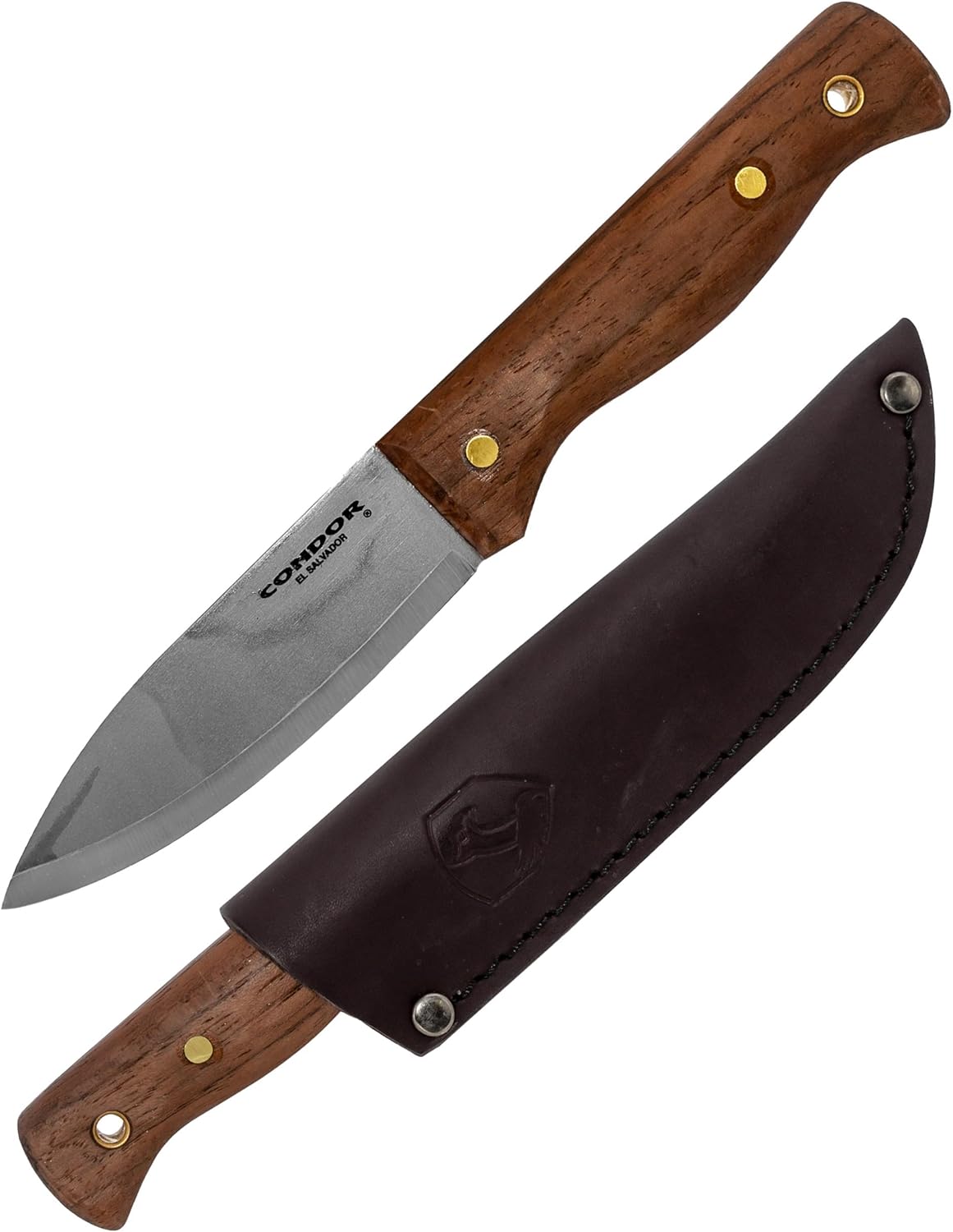 Condor Tool & Knife Bushlore 4.375-Inch Drop Point Blade, Handle with Leather Sheath, Plain - PuriLite