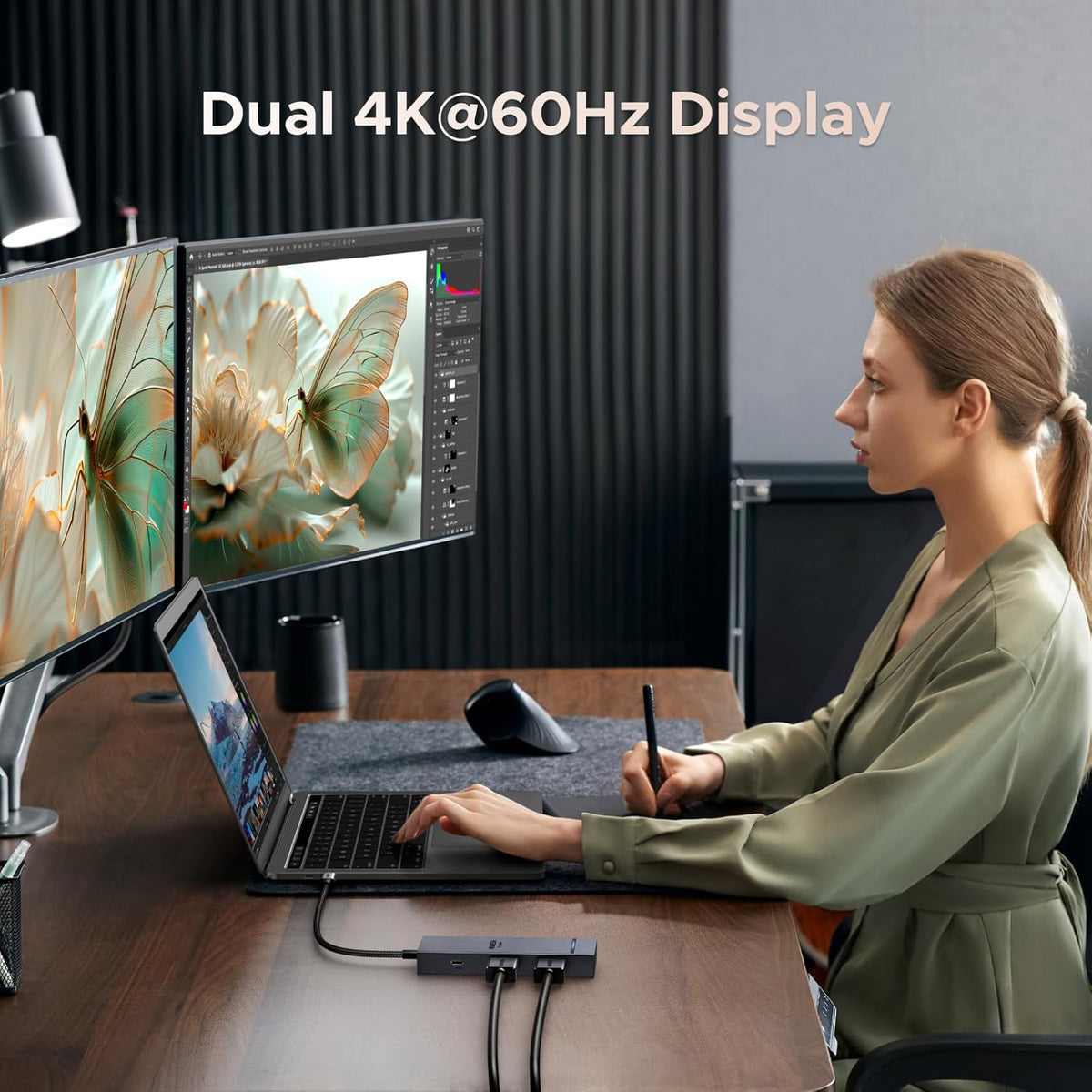 UGREEN Docking Station, Revodok Pro 207 USB C Hub (7 in 1) with Dual 4k HDMI, 2*USB A&C 10Gbps Date Transfers, PD 100W, USB C Dock for ThinkPad, iPad Pro, XPS, HP Laptopsand More - PuriLite