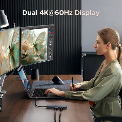 UGREEN Docking Station, Revodok Pro 207 USB C Hub (7 in 1) with Dual 4k HDMI, 2*USB A&C 10Gbps Date Transfers, PD 100W, USB C Dock for ThinkPad, iPad Pro, XPS, HP Laptopsand More - PuriLite