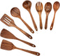 Purilite Select – Natural Teak Wooden Cooking Utensils Set (8-Piece Spoons &amp; Spatulas) - PuriLite